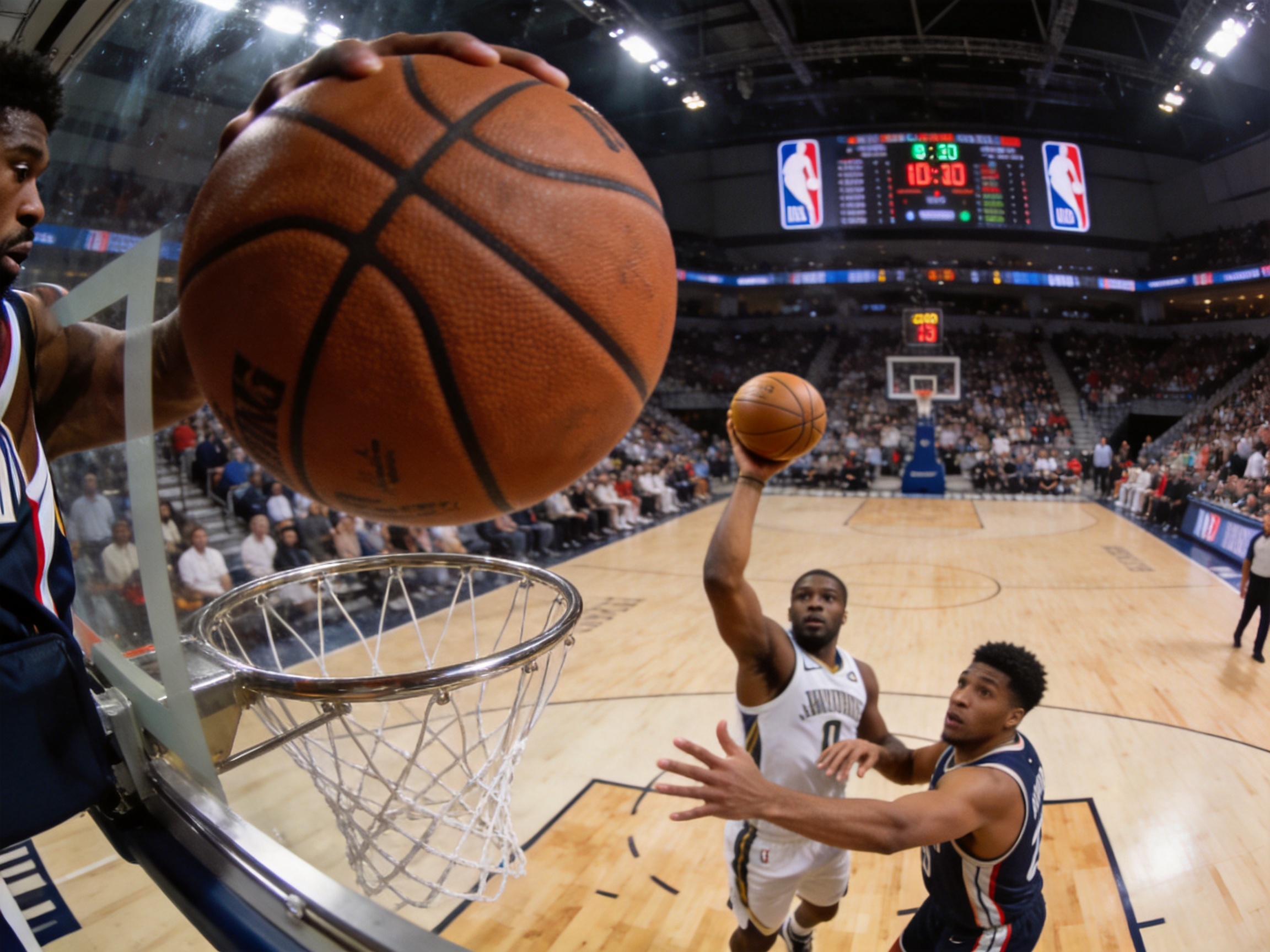 NBA篮球赛场精彩瞬间，体现v66体育篮球赛事数据服务